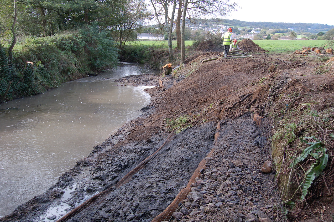 River bank protection on the undercut bank of the River Char